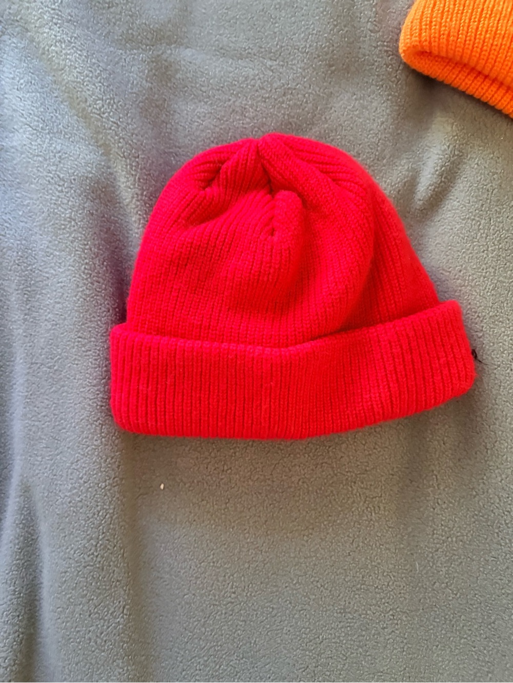 Bright Red Ribbed Knit Beanie